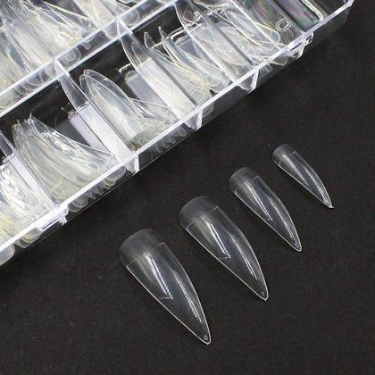 Imagem de Tips stiletto curva transparente 100un helen color