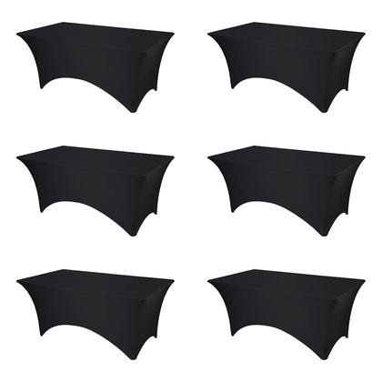 Imagem de Toalha de mesa BRILLMAX com elastano ajustado de 6 pés preta (pacote com 6)