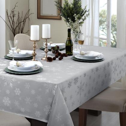 Imagem de Toalha de Mesa de Natal Retangular 6 Lugares Impermeável 1,40X2,10M Prata