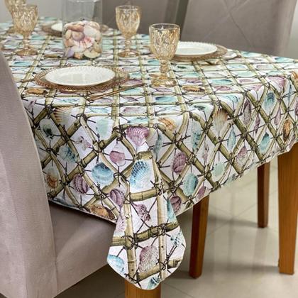 Imagem de Toalha de Mesa Fundo do Mar Praia Retangular 8 Lugares 1,40 x 2,40