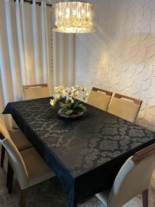 Imagem de Toalha de Mesa Jacquard Luxo 6 Lugares 2,00x1,40 para Cozinha premium Várias Cores