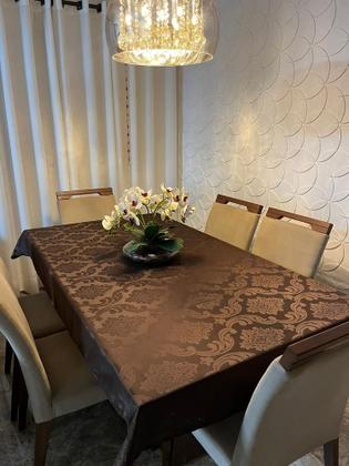 Imagem de Toalha de Mesa Jacquard Luxo 6 Lugares 2,00x1,40 para Cozinha premium Várias Cores