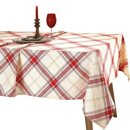 Imagem de Toalha de Mesa Natal 8 Lugares 160x240cm Celebra Xadrez Vermelho Natal Dohler