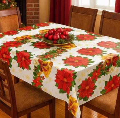 Imagem de Toalha De Mesa Natal Quadrada 4 Lugares 140x140cm Plástico Impermeável