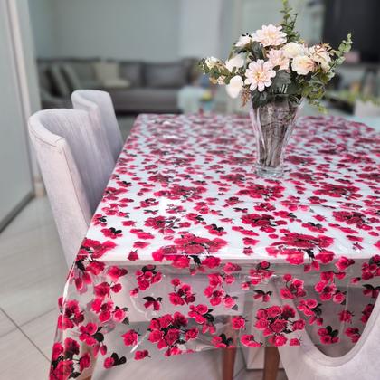 Imagem de Toalha de Mesa PVC Cristal 3,00x1,40 Transparente Com Estampa Impermeável Protetora