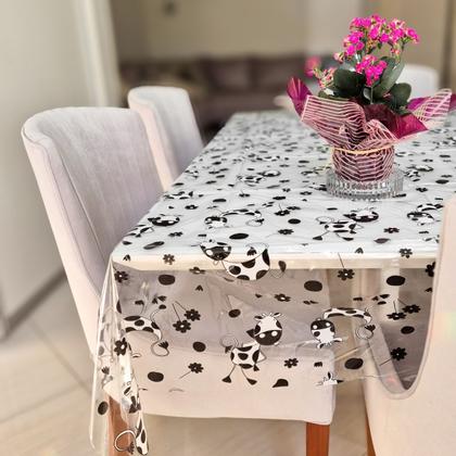Imagem de Toalha de Mesa PVC Cristal 3,00x1,40 Transparente Com Estampa Impermeável Protetora