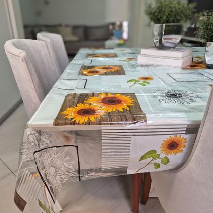 Imagem de Toalha de Mesa PVC Estampada Transparente Estampada  4,00m x1,40m  Protetora 8 a 10 Lugares