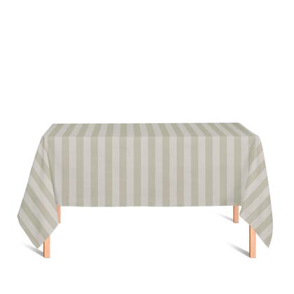 Imagem de Toalha de Mesa Retangular em Tecido Jacquard Bege Champagne Listrado Tradicional
