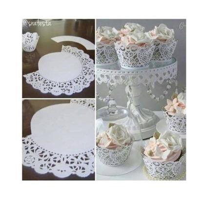 Imagem de Toalha De Papel Pvc Redonda Rendada 7 Peças Para Decoração