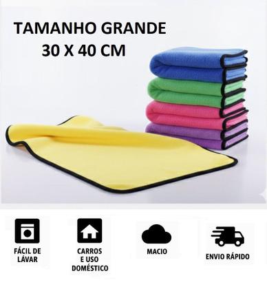 Imagem de Toalha Pano de Limpeza 30x40cm Flanela 2 Lados Macia de Alta Absorção Multiuso Grande Limpa Carro Vidro Prato Cozinha Pi