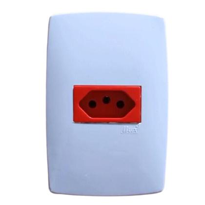 Tomada 220V Com Módulo De 20A Vermelho Com Placa 4X2 Branca