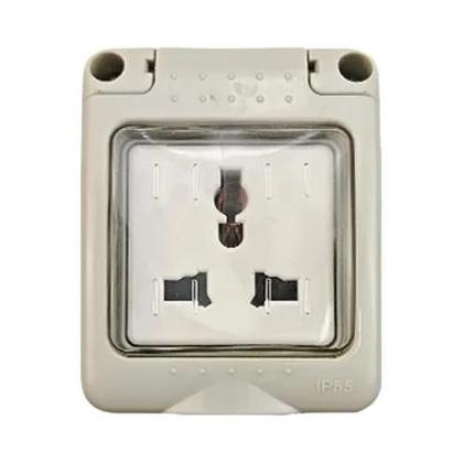 Imagem de Tomada De Energia Externa À Prova d'Água IP55 Padrão Duplo UK EU FR Para Cozinha E Banheiro