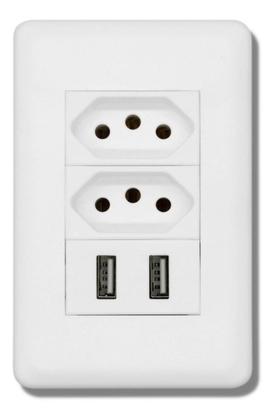 Imagem de Tomada Parede Entradas Usb Carregador Universal Bivolt