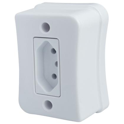 Imagem de Tomada Simples 2p+t 20A Sobrepor Externo Com Placa Espelho Branco Com Inmetro Linha Viena