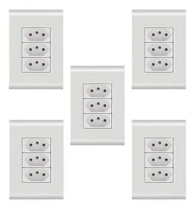 Imagem de Tomada Tripla 10a/250v Com Placa 4x2 Liz Tramontina - 5 Un.
