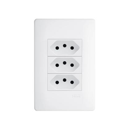 Imagem de Tomada Tripla Fame Habitat 2P+T 20A com Placa 4x2 Branco