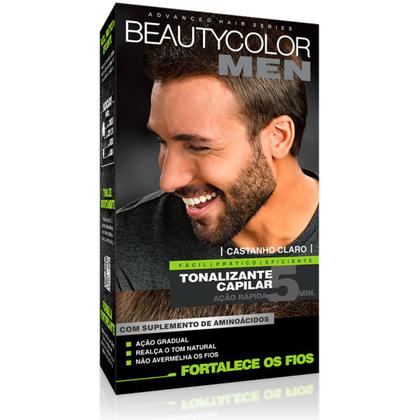 Imagem de Tonalizante Gel Masculino Kit Completo Sem Amonia Beautycolor Men Cabelo Castanho Claro