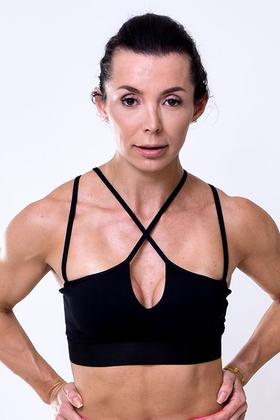 Imagem de Top com bojo fitness preto decote v