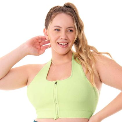 Imagem de Top Fitness Plus Size com Zíper e Bojo Removível Lima Fresh Zee Rucci
