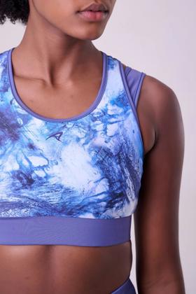 Imagem de Top signature samba 2 em 1 dupla face azul escuro / estampa glacial