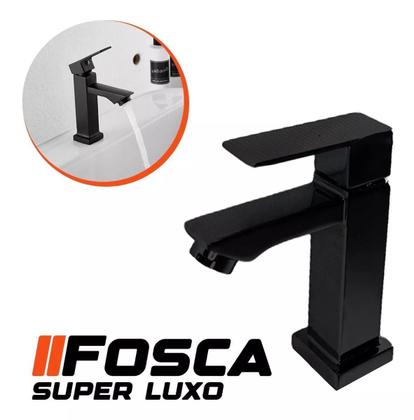 Imagem de Torneira Banheiro Lavabo Luxo Metal Preta Black Bica Baixa Fosca