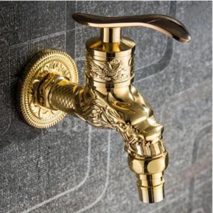 Imagem de Torneira Dourada Dragão Retro Lavanderia Rústica Jardim
