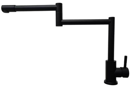 Imagem de Torneira Monocomando Inox Articulada Preta 360º Bancada 1/4