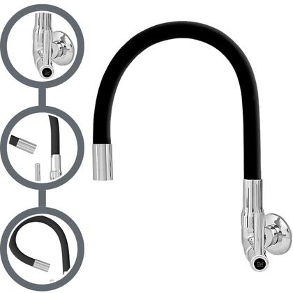 Imagem de Torneira Para Cozinha Parede Bica Flexível Gourmet Preta Crie Construa