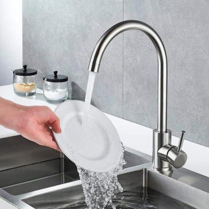 Imagem de Torneira Para Pia Monocomando, Mesa, bancada Quente e Frio Aço Escovado Fc29