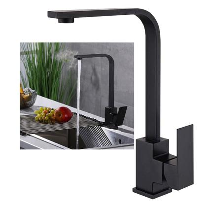 Imagem de Torneira Preta Luxo Monocomando Bancada Mesa 360º Articulada Pia Aerador Misturador Quente Frio Cozinha Banheiro