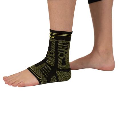 Imagem de Tornozeleira de Compressão Elástica Mercur - Preto/Verde - Tamanho G/GG