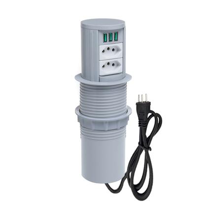Imagem de Torre Multiplug Automático 2 Tom 10a + 3 usb 5.2A + Indução