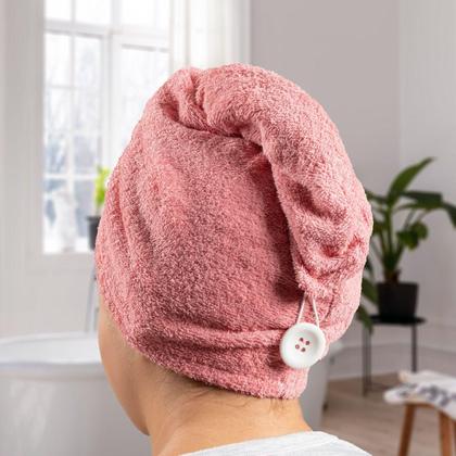 Imagem de Touca de Banho Seca Cabelo Atoalhada Avulsa 100 algodão Absorve AntiFrizz Confortável 