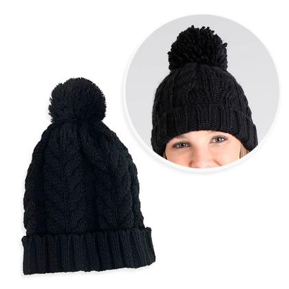 Imagem de Touca Gorro De Frio Com Pompom De Lã Tricot Inverno
