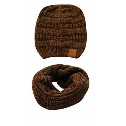 Imagem de Touca Gorro De Lã Feminina Com Furo Para Rabo De Cavalo E Cachecol Feminino Echarpe Duas Voltas