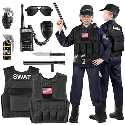 Imagem de Traje policial Luucio SWAT Policial para crianças com acessórios