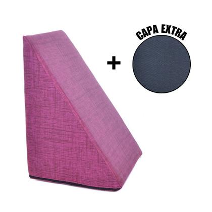 Imagem de Travesseiro Triangular Encosto Anatômico Espuma Apoio Costas Repouso Leitura + Capa Extra