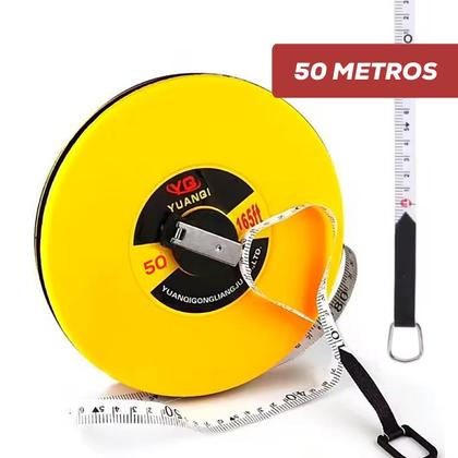 Imagem de Trena Métrica Fita Fibra De Vidro Longa 50 Metros Manivela 