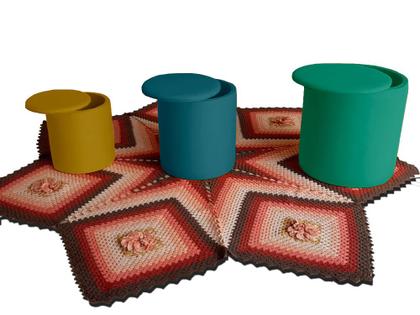 Imagem de Três Puf Baú Modelo PB_MA03 que se transforma em um Puf muito Resistente em Sarja