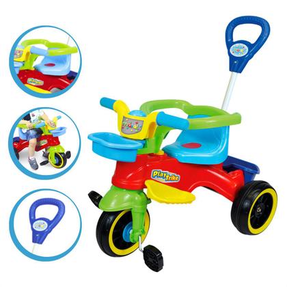 Imagem de Triciclo Infantil Play Trike Motoca Criança Bebê Com Empurrador E Buzina