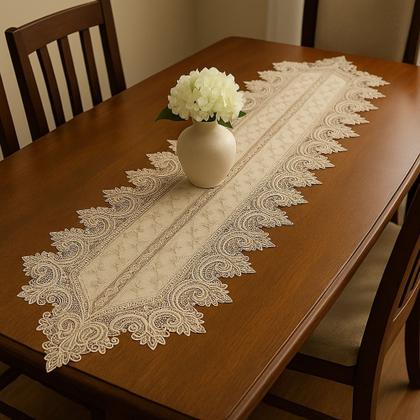 Imagem de Trilho de Mesa Grande 1,50m Bordado Com Renda de Guirpir