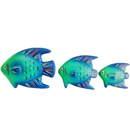 Imagem de Trio De Peixes  Cerâmica Decoração De Parede Jardim