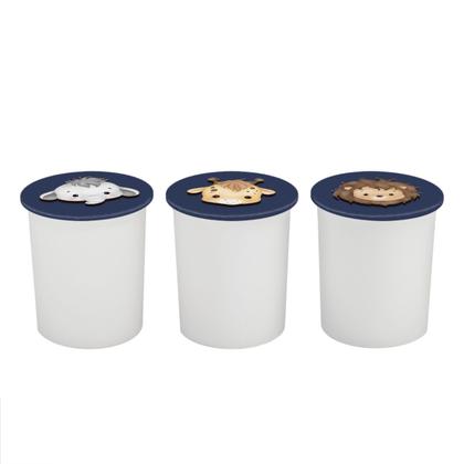 Imagem de Trio de Potes Kit Higiene Bebê Lavável Safari Baby Nuvem