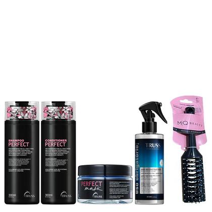 Imagem de Truss Perfect Kit Shampoo Condicionador Máscara Uso Obrigatório Reconstrutor 260ml e Escova