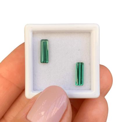 Imagem de Turmalina Azul Esverdeada Baguete Retangular Par 1,41ct