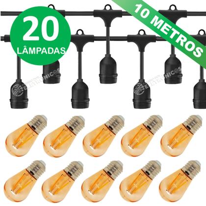 Imagem de Varal Instalação Fácil e Conexão em Série com Plug Macho e Fêmea Incluso KIT033