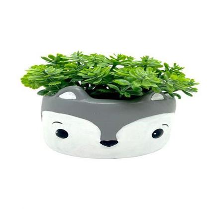Imagem de Vasinho Vaso Raposa Raposinha Em Ceramica Suculenta Cinza