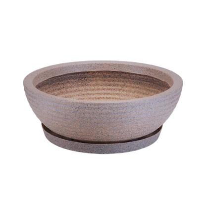 Imagem de Vaso Bacia De Polietileno Concha Riscado Cachepot Planta Suculentas com Prato - N.9 - Diam. 250 X 90 mm