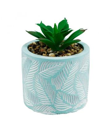 Imagem de Vaso Cimento Azul Planta Artificial 9x7x7cm