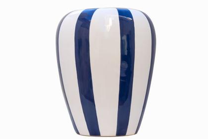Imagem de Vaso Decorativo Listrado em Cerâmica Moldado e Pintado a Mão